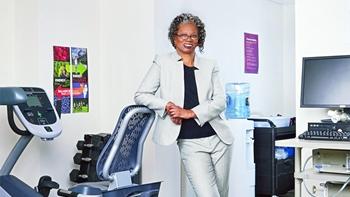 Dr. Lucile Adams-Campbell photographed standing in her oncology clinic.
